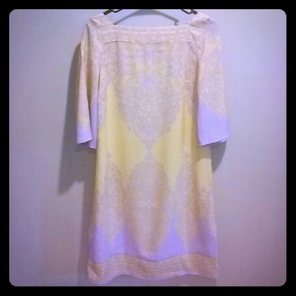 Loose fitted yellow lilac print dress